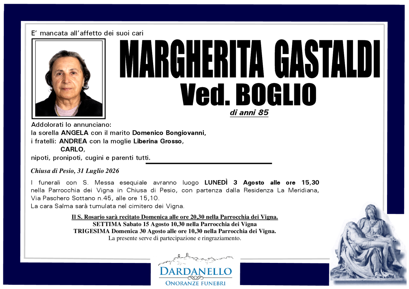 MARGHERITA GASTALDI Ved. BOGLIO