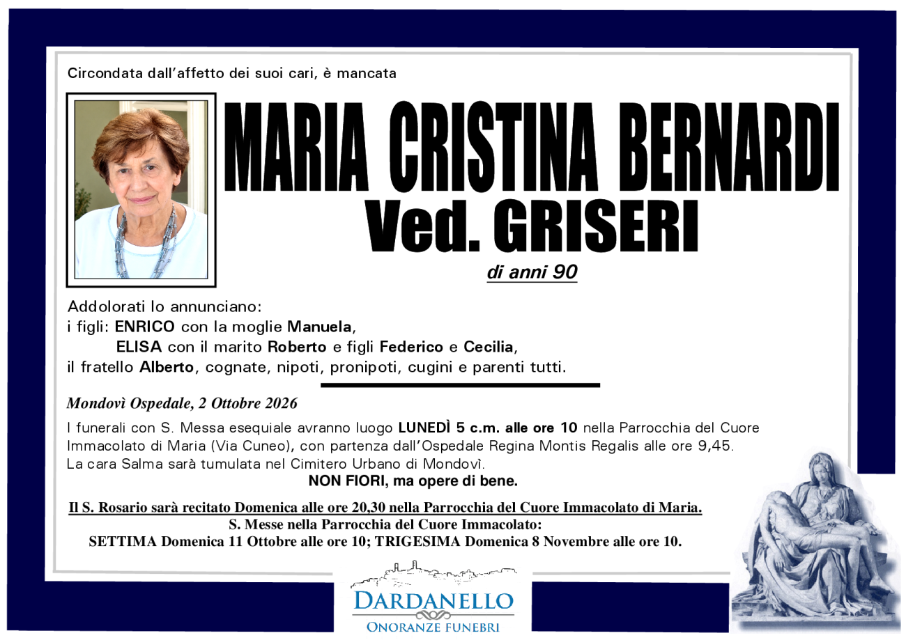 MARIA CRISTINA BERNARDI Ved. GRISERI